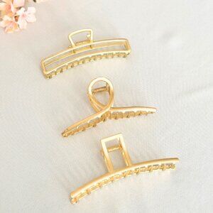 Women's Large, Light Gold, Metal Hair Clips